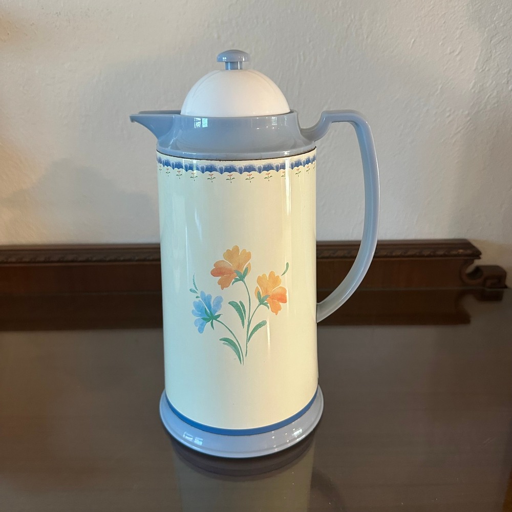 Lenox Provencal Garden Thermal Carafe Floral Insulated Coffee Tea Pitcher Blue